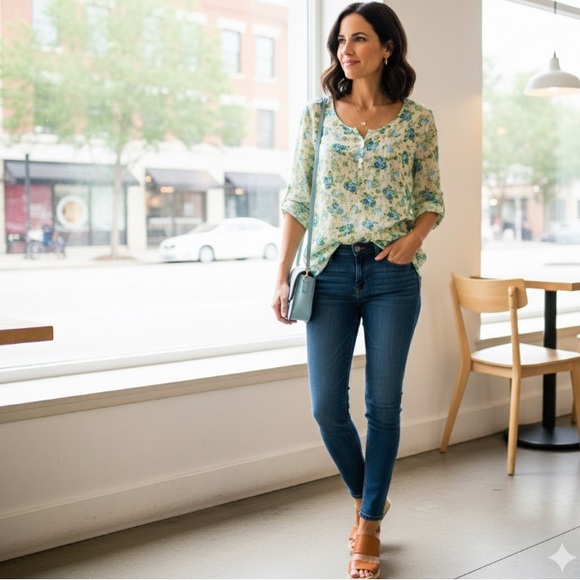 Bobbie Brooks Blue Green Sheer top size med - Picture 9 of 9